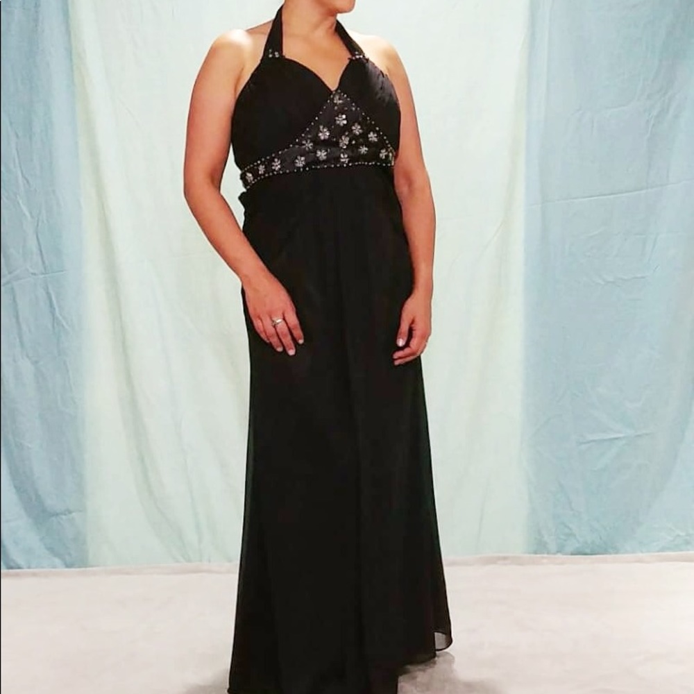 Black formal dress.